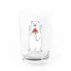 ワカボンドのシロクマさん、あまりの暑さにスイカを食べる。 Water Glass :front