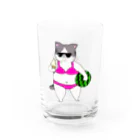 きゃべつばたけの【太い猫】夏の装い(ビキニ) Water Glass :front