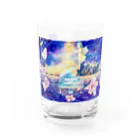 十二夜の書架のピアノと横浜の海・紫陽花の花びら Water Glass :front