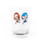 アーモンド🐴🐣の橙と青の女の子 Water Glass :front