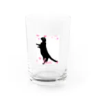 キュンなショップのキュン💘シルエットにゃんこ キュンな猫 Water Glass :front