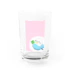 くるるのぴよらいふの四つ葉と青インコちゃん Water Glass :front