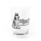 オリジナル工房プリントンのシベリアン ハスキー イラストプリント Water Glass :front