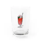 HIDEPAINT　SUZURI店のイチゴソーダ Water Glass :front