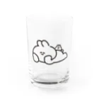 ナポリのSUZURIの寝そべりうさちゃんハムちゃん Water Glass :front