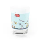 sakumayoshikoの海を泳ぐタコさんウインナー　カラフルグラス Water Glass :front