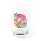 星架月の「窓際の夏」夕焼け・朝顔朝顔縁・浴衣の女の子 Water Glass :front