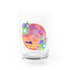 星架月の「窓際の夏」夕焼け・朝顔縁・ネコ Water Glass :front