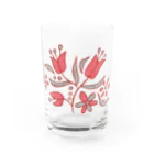 VIETSTAR★１０８のレトログラス　ピンクの花 Water Glass :front