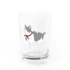 猫猫商店の白黒猫まっくす(リボン) Water Glass :front