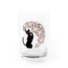 柚子の桜と黒猫 Water Glass :front