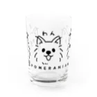 イラスト MONYAAT のポメラニアンの ぽ わん キリッ 黒L  Water Glass :front