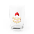 【シマエナガグッズ】ちくわファクトリーのシマエナガ ショートケーキ たぶん Water Glass :front