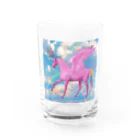 花園のピンク・ユニコーン Water Glass :front