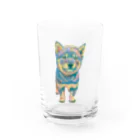 chaCo life with color&natureの油絵カラフル黒シバっ子 Water Glass :front
