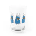 nyakamoの巻きしいたけ柄マキシ丈ワンピを着た猫が3匹 Water Glass :front