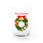 Baby Tigerのキュートなクリスマスリース Water Glass :front