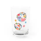 紅型キジムナー工房・コトリンチュの紅型柄・丸牡丹 Water Glass :front