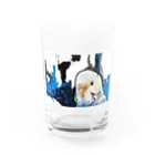 癒しのシロハラインコ 鳥まみれのセキセイインコ アート風 Water Glass :front