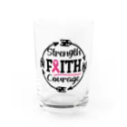 Fred HorstmanのBreast Cancer Strength, Faith, Courage  乳がん, 強さ、信仰、勇気 Water Glass :front