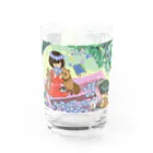 イケガメ シノのトランプするふたりと動物達 Water Glass :front