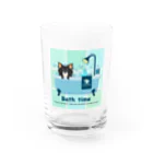 Teal Blue Coffeeのお風呂の時間_tile Ver. Water Glass :front