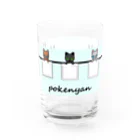 猫部のねこ　pokenyan5　黒猫　ロシアンブルー　ハチワレ　サバトラ　三毛猫 Water Glass :front