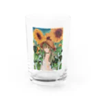 そると。の店の青空の向日葵ちゃん Water Glass :front