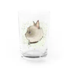 MessyChanの4月の誕生花と猫 Water Glass :front