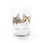 みきぞーん｜保護猫 ミッキー画伯と肉球とおともだちのgyoza&kome Water Glass :front