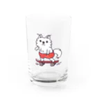 イラスト MONYAAT のワンポイント 赤ぱんポメラのスケボー Water Glass :front