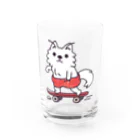 イラスト MONYAAT の赤ぱんポメラのスケボー Water Glass :front