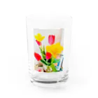 Hanamusubi001の水彩画風チュウリップ Water Glass :front