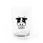 MrKShirtsのUshi (牛) 黒デザイン Water Glass :front