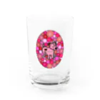 虹色PLUSのハートおすましジャックラッセルテリア　ピンク系 Water Glass :front