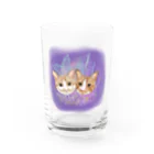 みきぞーん｜保護猫 ミッキー画伯と肉球とおともだちのrui&ram ×お花畑 Water Glass :front