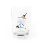 デザイン堂しまえながの恋するシマエナガ(ブルー) Water Glass :front