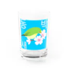 LalaHangeulの桜とメジロさん　ハングルデザイン Water Glass :front