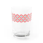 工房 クレーンの【 花畑 】レトロなこぎん刺しグラス (ピンク×ミント) Water Glass :front