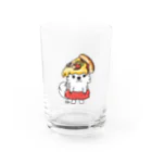 イラスト MONYAAT のワンポイント PIZZAゲットした　ポメラニアン Water Glass :front