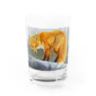 アラスカ野生動物画家きむらけいの赤狐 Water Glass :front