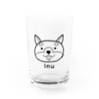 MrKShirtsのInu (犬) 黒デザイン Water Glass :front