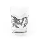 まつのき商店の槍穂高連峰　黒ペン Water Glass :front