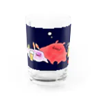 あみすけ本舗＠深海生物推し の深海呑み（ウミウシ＆メンダコ）ブルー Water Glass :front