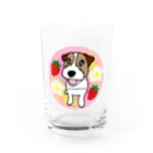 虹色PLUSの夢かわいいジャックラッセルテリア犬とフルーツ Water Glass :front