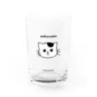 まるっともふもふ白黒にゃんずのよこわけ猫のグラス Water Glass :front