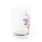 もくもくモクレンの日本スピッツデザインショップのスピッツとお花 Water Glass :left