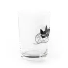 黒猫メディア / nya3（にゃにゃにゃ）の浮き輪と黒猫さん グラス左面