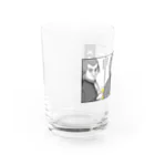 ビールとアート TM-3 Designの偉人 × BEER（三人の音楽家）黒線画・枠付 Water Glass :left