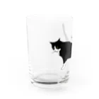 小鳥と映画館の伸びをするハチワレちゃん Water Glass :left